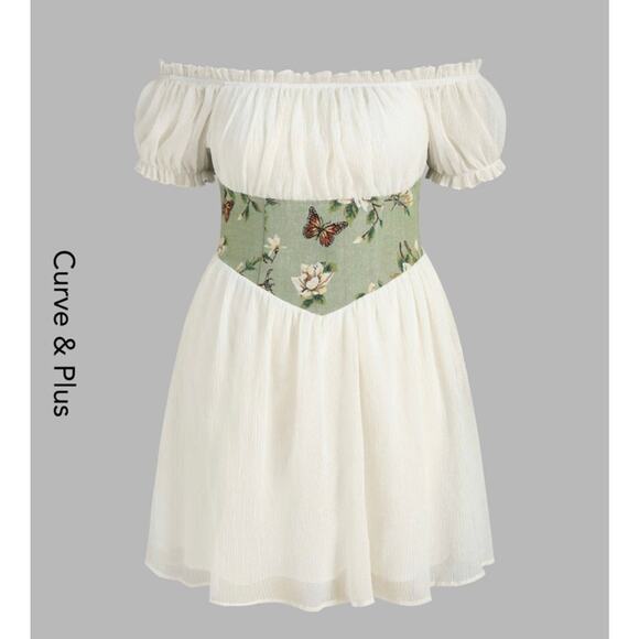 Cider Off Shoulder Corset Mini Dress Curve & Plus size large - Picture 2 of 11